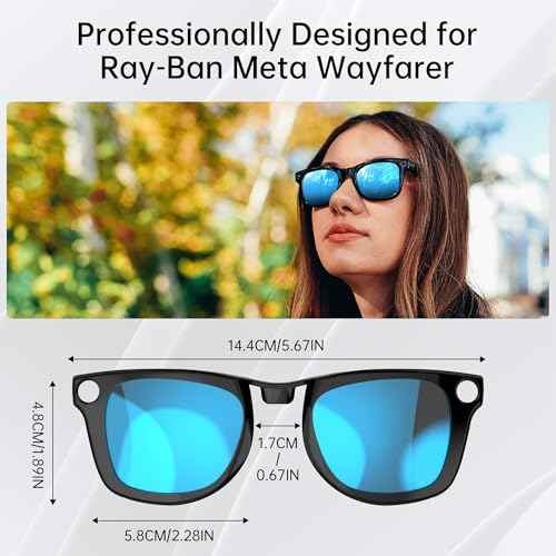 RCstyle Compatible With Ray-Ban Meta Wayfarer(Standard) Smart Glasses Color Changing Clip Set for Man and Woman 50-22 Size M