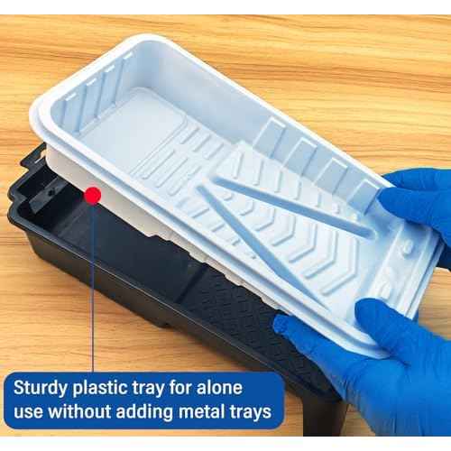 Great Andrew 4 Inch Paint Trays Double Thick, 12 PCS Sturdy Plastic Small Paint Tray Liners Ideal for Small Projects, DIY Painting Walls, Furniture (White)