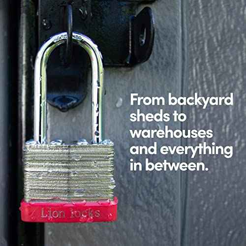 Lion Locks 6 Keyed Alike Padlocks with 2" Long Shackle, 12 Keys - Padlocks for Outdoor Use, Locks with Keys, Hardened Steel Case, Pick Resistant Brass Pin Cylinder for Hasp Latch, Locker, Gate