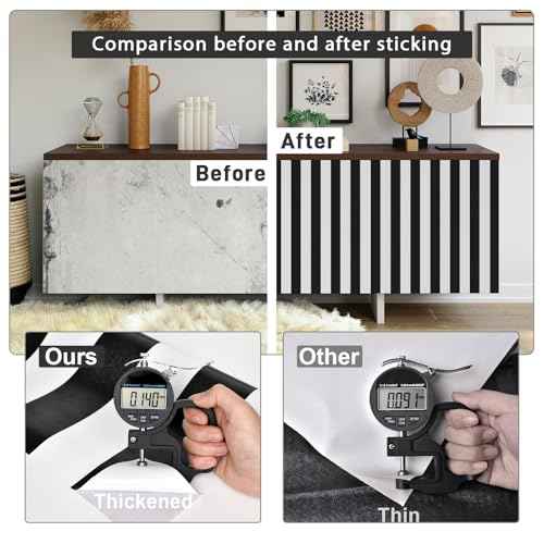Cohoo Home Black and White Wallpaper Peel and Stick Striped Contact Paper for Cabinets Black and White Contact Paper Modern Self-Adhesive Removable Wallpaper Bedroom Bathroom Waterproof 118inL 18inW