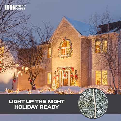 Iron Forge Cable Weatherproof 50 Ft Outdoor Extension Cord - 3 Outlet 16/3 SJTW Heavy Duty Light Brown Extension Cord 3 Prong - 13 Amp Power Cable