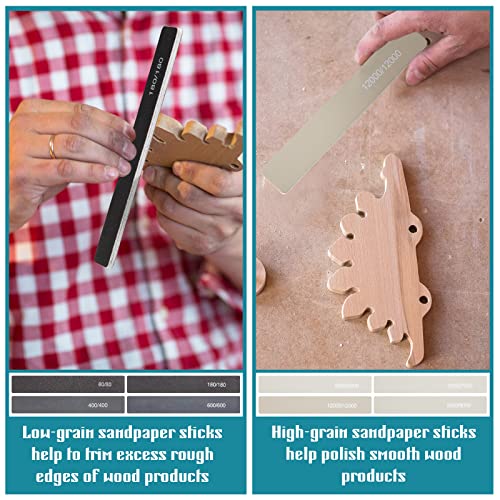 Honoson 40 Pcs Polishing Sticks Sanding Sticks for Plastic Models Metal Accessories Wood Buffing Tools Sandpaper Sanding Polishing Beginner Mini Finger Sander(Rectangle Style)