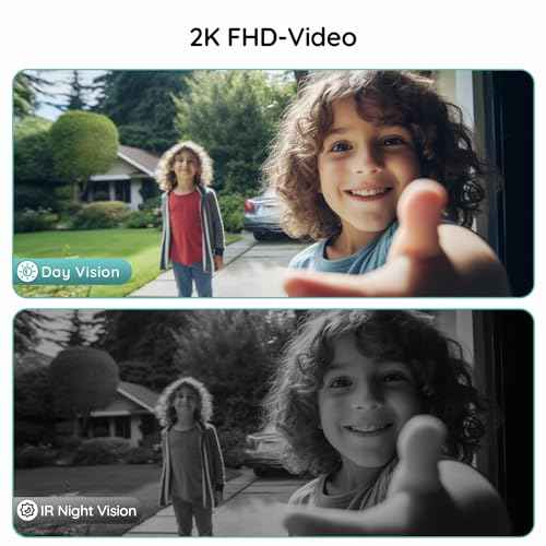BOIFUN Doorbell Camera Wireless ? No Subscription Required, 2K HD, 166¡Æ Wide View, 2.4?GHz Wi?Fi Only, HDR Night Vision, Motion Alerts, Two?Way Audio & Battery Video Doorbell with Chime