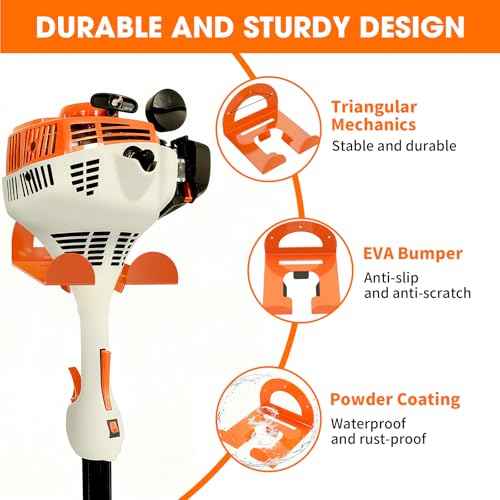 Weed Eater Hanger, Garage Organizer Trimmer Rack Wall Mount, Garden Power Tool Holder Garage Hooks for Grass Trimmer, Hedge Trimmer, Leaf Blower and Chainsaw Storage, 2 Pack