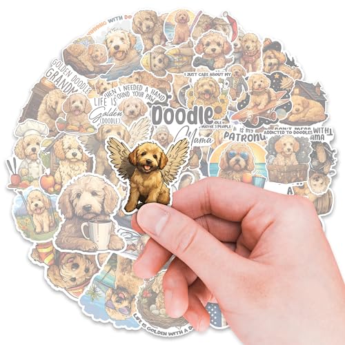 Golden Doodle Stickers 50 Pieces Vinyl Waterproof Decal for Laptop Water Bottle Phone Car Window Bike Motorcycle Stakeboard Scrapbook Doodles Sticker Gifts for Kid Teen Adult