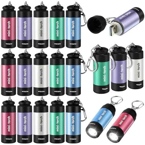 Mudder Mini Keychain Flashlight USB Torch Rechargeable Colorful LED Flashlight High Powered Keychain Lamp Bulk Handheld Waterproof Pocket Light for Emergency Camping Hiking