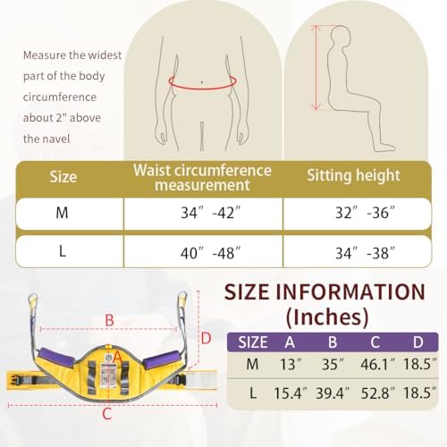 Sit to Stand Lift Patient Aid Padded Sling and Stand Assist with Back Support,Patient Lift Sling Works with Most Mobility Aids & Equipment (Large-Yellow)
