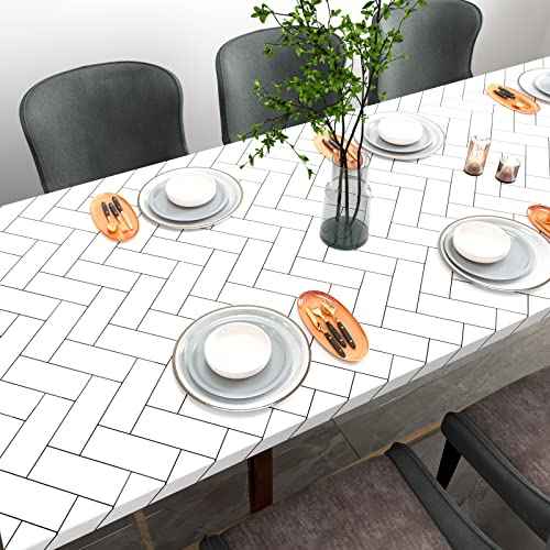 Herringbone Wallpaper Black and White Geometric Wallpaper Peel and Stick Modern Herringbone Brick Wallpaper for Bathroom Shower Walls Kitchen Backsplash Removable Waterproof Vinyl 17.7"x80"