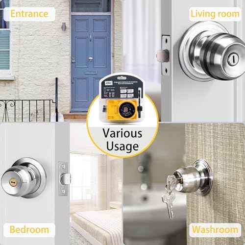 RKK Door Knob Hole Saw Kit, Deadbolt Installation Kit with Door Knob Jig Kit Door Lock Installation Kit Door Hole Drilling Kit for Wooden Doors (Yellow)