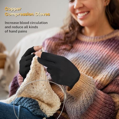 Copper Compression Gloves for Carpal Tunnel Relief, Arthritis Pain Relief Gloves for Women and Men