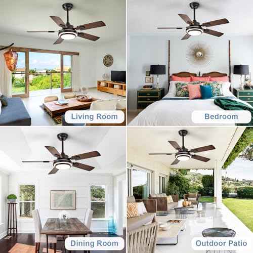 Depuley 42-Inch Ceiling Fan with Light: Walnut Ceiling Fans with 5 Blades Dual Finish Reversible - Farmhouse Ceiling Fan with Remote Control for Living Room Outdoor Patios