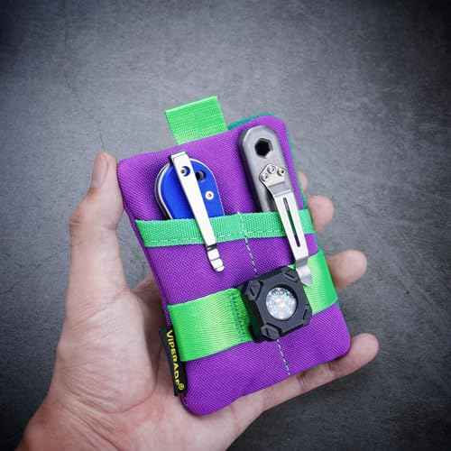VIPERADE VE15 Small EDC Pouch, Pocket Organizer, EDC Pocket Pouch with DIY Patches Area, EDC Pocket Organizer Wallet for Cards, Small Tool Pouch for EDC Gears