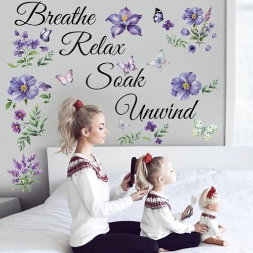 Vinyl Wall Decal Inspiration Quotes Breathe Relax Soak Unwind Wall Sticker Art Letters Sayings Living Room D?cor Lettering for Bathroom Bedroom Living Room