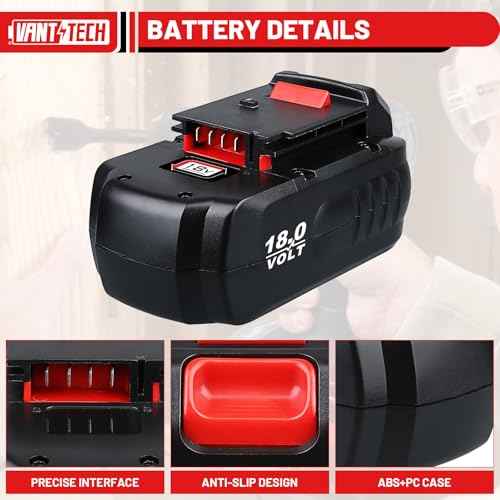 VANTTECH 2Pack 4.8Ah PC18B 18 Volt Replacement for Porter Cable 18V Battery Ni-Mh PCC489N PC18BLEX Compatible with Porter Cable 18V Cordless Power Tools and Battery Charger PCMVC PCXMVC