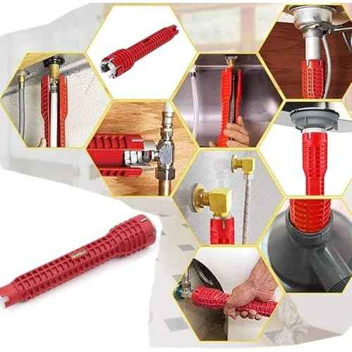 14-in-1 Multi-functional Pipe Wrench, Faucet and Sink Installer, Anti-Slip Pipe Wrench Plumbing Tool for Sink/Bathroom/Kitchen Plumbing Installation and Repairs