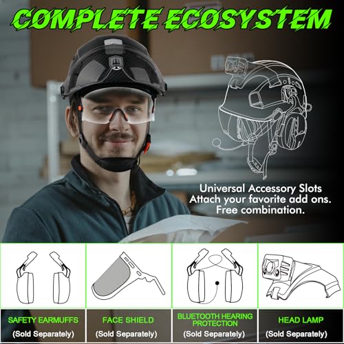 GREEN DEVIL Safety Hard Hat with Tinted & Clear Visor Vented Construction Helmet Cascos de Construccion ABS Work hardhats for Men