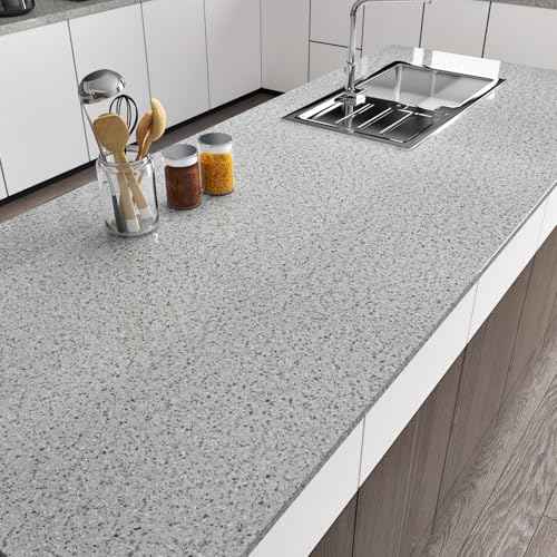 Granite Contact Paper for Countertops Peel and Stick Wallpaper Removable Self Adhesive Stick on Wallpaper Vinyl Temporary Marble Countertop Contact Paper Grey Kitchen Backsplash 15.7" x 78.7"