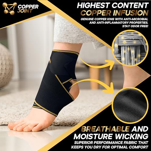 Copperfit Compression Ankle Brace for Women Support, Durable Design Foot and Ankle Support for Women & Men Ideal to Support for Sports, Running, Comfortable Fit, Breathable Material - Small