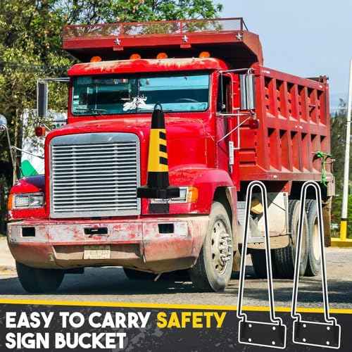 Suzile 2 Pcs Traffic Safety Cone Holder for Truck Heavy Duty Road Parking Cone Trailer Vertical Mount with Installation Screws and Pre Drilled Mounting Plate, Corrosion Resistant, Black