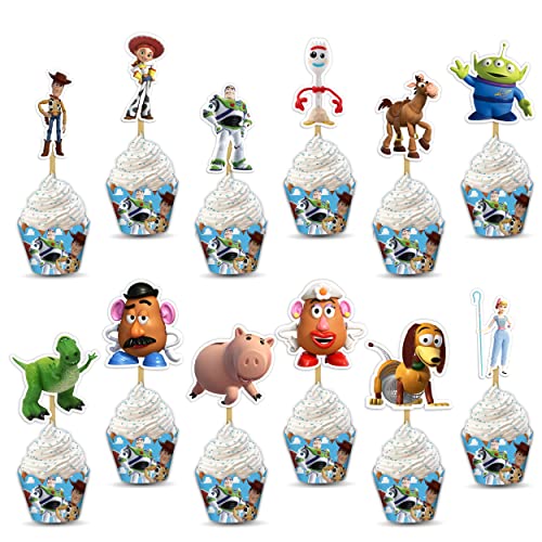 Toy Stry Cupcake Wrapper for Birthday Party -Inspired Cupcake Decoration& Space Hero Theme ? Fun Cupcake Holders for Baby Shower, First Birthday, or Toy-Themed Celebration ? Party Supplies