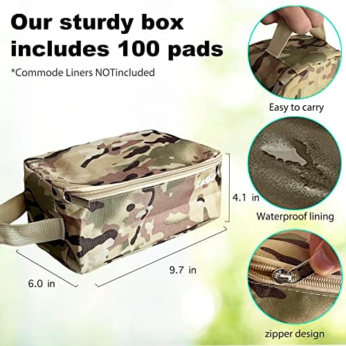 LaSyL Super Absorbent Commode Pads - 100 Count Wholesale Value Pack - for Camping Portable Toilet Bags, Commodes Liners Disposable, Bed Pan, Potty Chair-Leak Proof