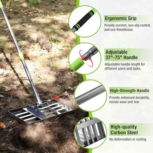 WORKPRO Lawn Leveling Rake, Heavy Duty Leveling Rake with 17¡± x 10¡± Ground Plate, Yard Leveling Rakes with 6FT Adjustable Handle, Metal Lawn Leveler for Garden, Backyard, Golf Course, Farm, Pasture