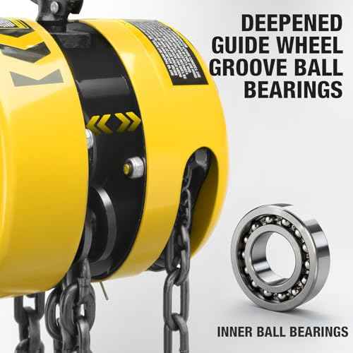 YELLOW JACKET Hand Chain Hoist 1 Ton 2200 Lbs Capacity Chain Block, 10 Feet with 2 Heavy Duty Hooks for Warehouse Automotive Machinery, Manual Chain for Lifting Good, Yellow