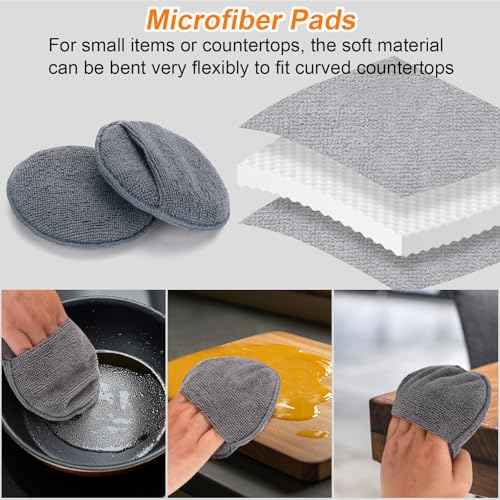 XANGNIER 4Pcs Cutting Board Oil and Wax Applicator Set ? Food-Grade Mineral Oil and Wood Wax Conditioner Kit with Microfiber Applicator Pad and for Butcher Blocks,Bamboo,Wooden Utensils & Countertops