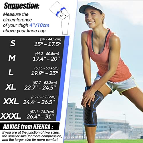 NEENCA Knee Braces for Knee Pain Women & Men -2 Pack Knee Sleeves for Knee Pain Set, Knee Brace Compression Sleeves, Knee Support for Sports, Running, Meniscus Tear, ACL, PCL, Arthritis Pain Relief...