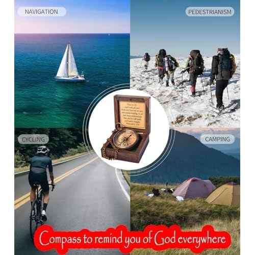 Trust in The Lord With All Your Heart - Proverbs 3:5-6 Quote Engraved Compass With Wooden Box, Greeting Card, Gift Compass, Graduation Day Gifts 2024 for Women Men Boys Girls