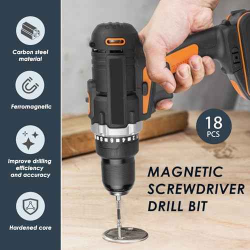 18 Pcs Magnetic Screwdriver Drill Bit Set, Impact-Resistant and Anti Slip Bits, Carbon Steel Impact Driver Screwdriver Bit for Screws Electric Drill (25/50/65/70/75/90/100/120/150mm)
