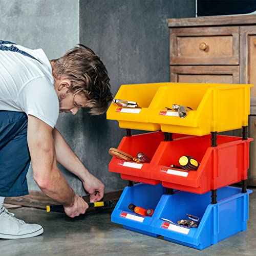 Shop organization Garage organizers Large parts bin Plastic organizer bins Tool bins for organization, display, classification(Yellow,Pack of 4)