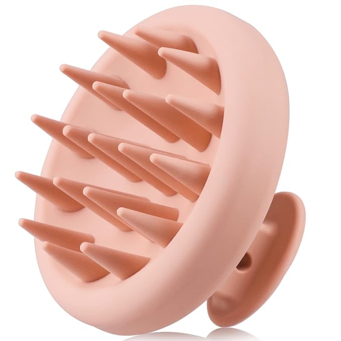 Silicone Scalp Massager Shampoo Brush for Shower, Scalp Scrubber with Soft Bristles for Hair Growth & Dandruff Treatment, Wet Dry Hair Massager for All Hair Types of Women (Pink)