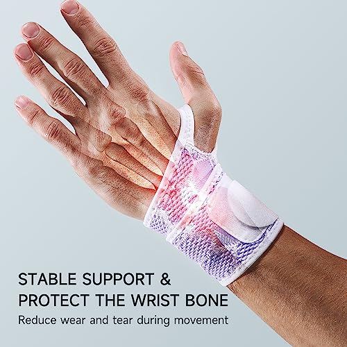 Sport Slim Wrist Wrap - Wrist Brace for Carpal Tunnel Relief, Neoprene-Free Compression Wrist Support for Workout, Adjustable Wrist Guards Fit Right Left Hand(Violet, 2 Pack)