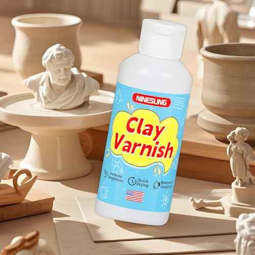 Clay Varnish, Air Dry Glaze, Sculpture Sealant, Glossy Varnish for Polymer or Air Hardening Clay, Clear Gloss With Brush (Clear, 2 oz)