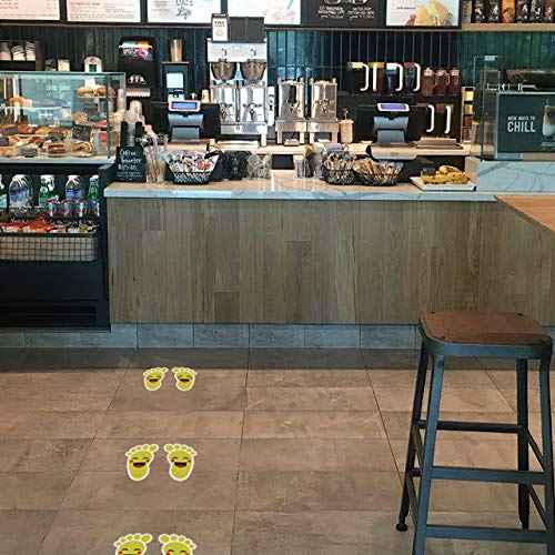Beautyflier Yellow Cartoon Kids Footprint Stickers (20 Pairs) - Waterproof PVC Material, Self-Adhesive, Social Distance Guides for Nursery, Party, School, Wall & Floor Decor