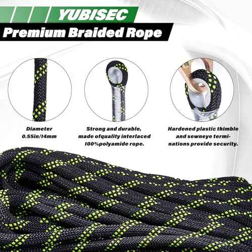 Vertical Lifeline Assembly 25FT, Polyester Rope Harness Safety with Two Grab Snap Hooks Shock Absorber, Fall Protection Safety Rope for Roofing Work, ANSI Compliant