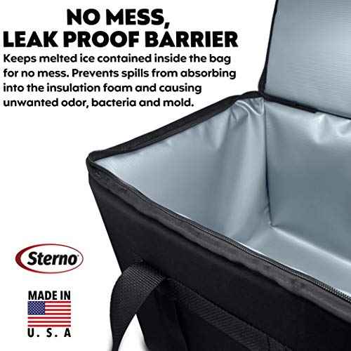 Sterno Trunk Buddy Insulated Leak Proof Organizer, Hot and Cold Food Bag for Groceries, Beverages and More, Black Cloth Exterior with Vinyl Liner, 13¡±L x 22¡±W x 14¡±H