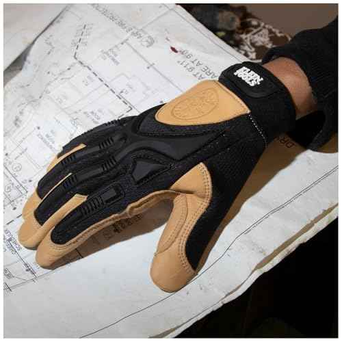 Klein Tools 60188 Work Gloves, Professional Grade Leather Gloves with Knuckle and Finger Protection, Thumb Reinforcement, Mesh Back, Large