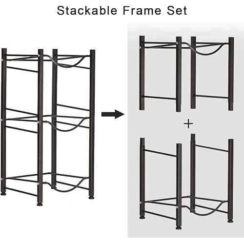 C CRYSTAL LEMON 5-Gallon Water Jug Rack ? 3-Tier Cast Iron Water Bottle Organizer Stand for Kitchen, Pantry & Bar ? Removable Floor Storage Solution