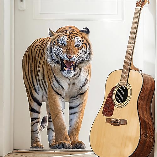 Ferocious Tiger Wall Stickers, sacinora Realistic Wild Animal Wall Decals Removable Vinyl Peel and Stick for Living Room Bedroom Children's Room Sofa TV Background Art Decorations