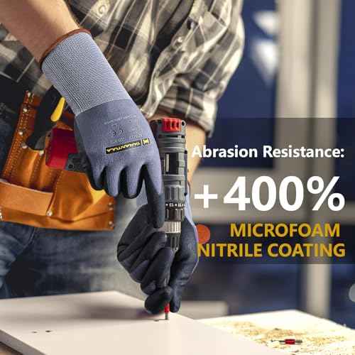 Tarantula Safety Work Gloves for General Purpose Nitrile Coated 12 pairs, Seamless Knit Breathable Nylon Glove with Black Micro-Foam Nitrile, Medium