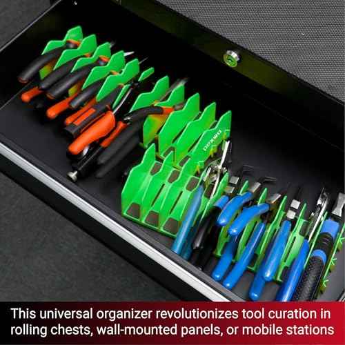 Plier Organizer, Plier Rack, Plier Holder and Cutter Organizer with Non-Slip Rubber Base, Tool BoxOrganizer, PlierOrganizer for Tool Box Drawer, 40 slots, Tool Storage, Plier Rack (4 PC-Green)