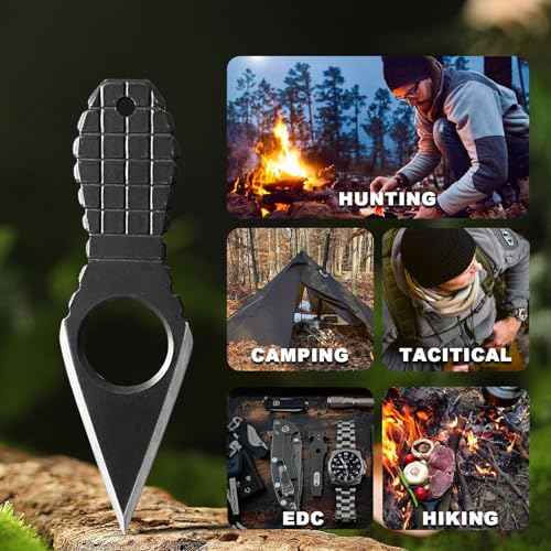 Neck Knife with Sheath Camping Fixed-Blade Knives Full Tang Knife EDC Knife for Men, Black