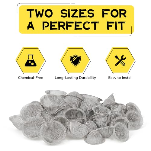 Carpenter Bee Hole Plugs 50 Pcs ? Stainless Steel Carpenter Bee Corks for Outside, 2 Sizes Hole Filler with Wooden Stick, Porches, Fences, Roofs, Outdoor Wood Repair Kit