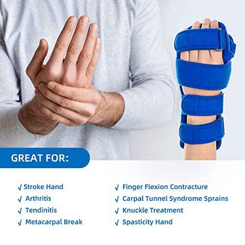 Fanwer Resting Hand Splint, Stroke Hand Therapy Equipment for Stroke Recovery Patients, Carpal Tunnel Syndrome, Arthritis, Tendinitis, Metacarpal Breaks