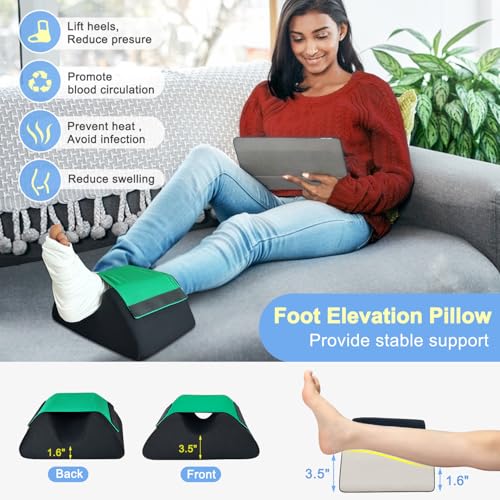 Foot Elevation Pillow Post Surgery, Heel Protectors for Pressure Sores, Ankle Leg Support Pillow to Elevate Feet, Foam Elevated Foot Pillow for Swelling, Medical Heel Protector Bed Sores Cushion