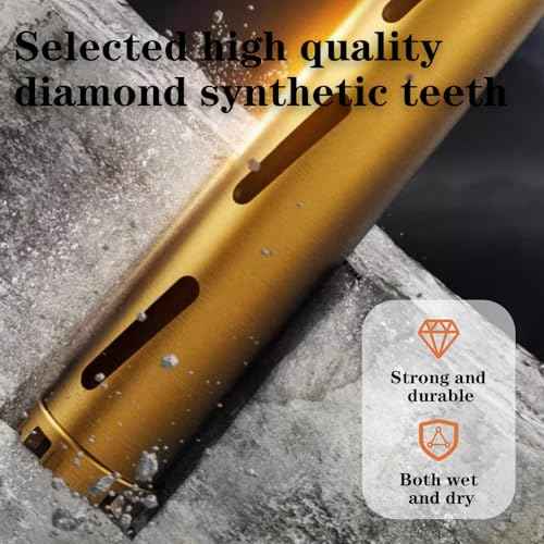 2.5" Dry Core Drill Bits for Cured Concrete with Rebar Brick Blonck Masonry etc 13in/330mm Drilling Depth£¬10mm Diamond Segment Height£¬2 Adapters