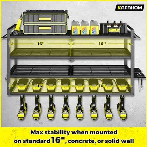 KAFAHOM Power Tool Organizer-8 Drill Holder Wall Mount£¬Tool Organizer and Storage rack for Garage Organization£¬ Heavy Duty Metal Tool Shelf with Air tool/Screwdriver/Hammer/Plier Holder