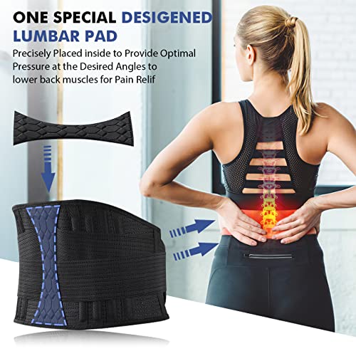 Lumbar Support Belt Lower Back Brace for Lifting, Herniated Disc, Sciatica, Pain Relief,Breathable Lumbar Brace for Men & Women